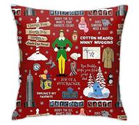KIILA Buddy The Elf Collage Red Background Home Decorative Throw Pillow Cases Sofa Couch Cushion Throw Pillow Covers 18x18 Inch