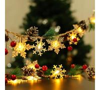 kiimiipa 3m 20 LEDs Christmas Garland with Lights,Christmas Decorations Snowflake Pine Cones Christmas Garlands Lights,Battery Operated Christmas Garlands Stairs Tree Fireplace Table Indoor Outdoor