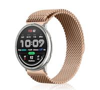 KiimLaa 20mm Metal Watch Strap for Amazfit T-Rex 3 Pro 44mm, Amazfit Active 2, Amazfit Active 2 Square, Magnetic Stainless Steel Replacement Band Wristband for Amazfit GTS 4/GTR Mini/Bip 3 - Rose gold