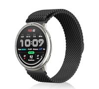 KiimLaa 20mm Metal Watch Strap for Amazfit T-Rex 3 Pro 44mm, Amazfit Active 2, Amazfit Active 2 Square, Magnetic Stainless Steel Replacement Band Wristband for Amazfit GTS 4/GTR Mini/Bip 3- Black