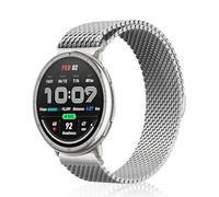 KiimLaa 20mm Metal Watch Strap for Amazfit T-Rex 3 Pro 44mm, Amazfit Active 2, Amazfit Active 2 Square, Magnetic Stainless Steel Replacement Band Wristband for Amazfit GTS 4/GTR Mini/Bip 3 - Silver