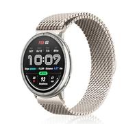 KiimLaa 20mm Metal Watch Strap for Amazfit T-Rex 3 Pro 44mm, Amazfit Active 2, Amazfit Active 2 Square, Magnetic Stainless Steel Replacement Band Wristband for Amazfit GTS 4/GTR Mini/Bip 3- Starlight