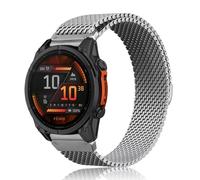 KiimLaa QuickFit 22mm Watch Strap for Garmin Fenix 8/8 Pro/Fenix 7/7 Pro/Fenix 6/6 Pro/Epix Gen Pro 2 47mm, Magnetic Metal Watch Band Wristband for Garmin Forerunner 970/570/Approach S62, Silver