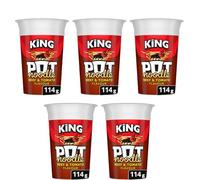 Kiing Pot Noodle Beef and Tomato Flavour 90g - Just pour boiling water in and wait - A Quick, Filling And Tasty Snack Pot Ready In Just 4 Minutes - Pack of 5 x 90g