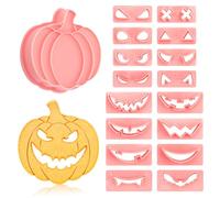Kiiwah 13 Pcs Pumpkin Cookie Cutters Set, 3D Halloween Cutters and Stamps Embossed Biscuit Cutters for Kids Baking Halloween Supplies Decorations Trick or Treat