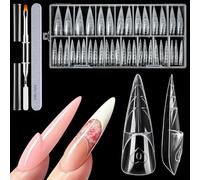 Kiiwah 150 Pcs Dual Forms Set for 3D Space French Manicure, with Dual Brush & File, Nail Extension Mold Tips Sculpting Forms for Salon, Beginners, French Tip, Encapsulated Nail Art