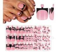 Kiiwah 150pcs French Tip Toe Nails, 15 Sizes Short Sharp Square Toe Nails False, Artificial Stick on Toenails, Full Cover Fake Toe Nails, Press on Toe Nails French Tip for Women