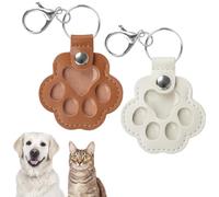 Kiiwah 2 Pcs Pet Fur Keepsake Keyrings for Dog Cat, Paw-shaped Pets Hair Collector Keychains Cute, Memorial Bereavement Gifts for Dog Cat Lover (Brown+White)