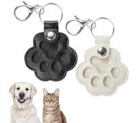 Kiiwah 2 Pcs Pet Fur Keepsake Keyrings for Dog Cat, Paw-shaped Pets Hair Collector Keychains Cute, Memorial Bereavement Gifts for Dog Cat Lover (Black+White)