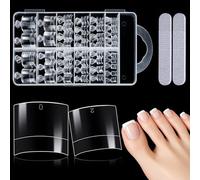 Kiiwah 240Pcs False Toenail Tips Set, 12 Sizes Clear Acrylic Artificial Fake Toenail Soft Gel Half Cover Press on Toenails with Box for Women Girls Nail Art DIY and Salon Foot Manicure