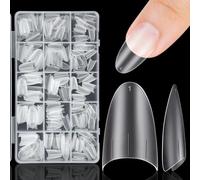 Kiiwah 300 Pieces Half Cover Nail Tips, Clear Matte French Acrylic Extensions Edge Nail Tips with Positioning Lines for Professional Salons, Manicure Learners and Lovers