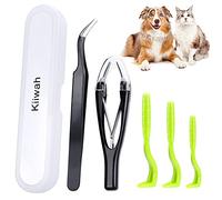 Kiiwah 5pcs Tick Removal Tool Set, Tick Remover with Storage Box for Dogs, Retractable Tweezers and Tick Hooks for Humans, Dogs, Cats Tick Removing
