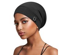Kiiwah Satin Bonnet Sleep Cap Unisex Satin Lined Beanie Hats Silk Hair Cover Bonnet with Adjustable Strap Slouchy Beanie Night Sleeping Hat for Women and Men Hair Care Dark Gray