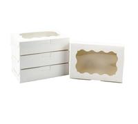 Kiiyoo 20 Pieces Cookie Boxes with Window 17.8 x 10.9 x 3.9 cm White Kraft Bakery Boxes for Wedding Birthday Halloween Christmas Party