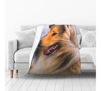 KIJ Beautiful Rough Collie, All Season Fuzzy Flannel Blanket, Unbelievably Soft, Lightweight, Cozy for Any Moment 50"× 40"