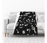 KIJ Black Musical Note Signs, All Season Fuzzy Flannel Blanket, Unbelievably Soft, Lightweight, Cozy for Any Moment 50"× 40"