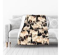 KIJ Cute Funny Pugs Dog, All Season Fuzzy Flannel Blanket, Unbelievably Soft, Lightweight, Cozy for Any Moment 50"× 40"