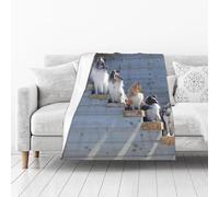 KIJ Dogs Border Collie Shetland SheepDogs Alaskan, All Season Fuzzy Flannel Blanket, Unbelievably Soft, Lightweight, Cozy for Any Moment 50"× 40"