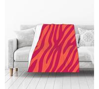 KIJ Pretty Pink Orange Animal Print Zebra Leopard, All Season Fuzzy Flannel Blanket, Unbelievably Soft, Lightweight, Cozy for Any Moment 50"× 40"