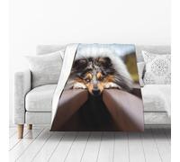 KIJ Rough Collie Bokeh Railway Dogs Pets Rough, All Season Fuzzy Flannel Blanket, Unbelievably Soft, Lightweight, Cozy for Any Moment 50"× 40"