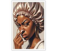 KIJDID Black Female Bathroom Wall Decor Funky Humour Wc Wall Art Poster African American Art Print Afro Canvas Painting Melanin Lady Ebony Restroom Poster Decor 12x16in Unframed