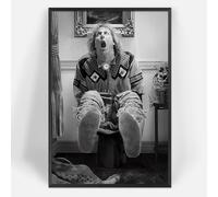 KIJDID Black White Vintage Humor Movie Dumb and Dumber Aesthetic Posters Retro Classic Funny Harry Dunne on Toilet Canvas Wall Art Modern Funky Prints Paintings Bathroom Decor 16x24in Framed