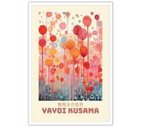 KIJDID Kusama Inspired Prints Painting Colorful Abstract Wall Art Retro Yayoi Kusama The Infinity Big World Posters Japanese Wall Art Modern Gallery Exhibition Wall Decor 16x24in Unframed