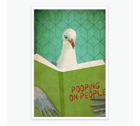 KIJDID Pigeon Bird Animal Art Print Canvas Wall Art, Funny Bathroom Humor Poster, Cheeky Laundry Print, Fun Restroom Kitchen Wall Decor Bathroom 16x24in Unframed
