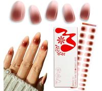 Kijibae 60% Semi-Cured Gel Nail Strips Kit (Chocolate Bar) - Long Lasting, Easy to Apply Premium Nail Set, 24 Pieces Includes 2 Prep Pads, Nail File, Cuticle Stick