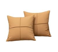 KIJING 2 pcs Faux Leather Pillow Covers Modern Decorative 18X18 Inch Cushion Cover for Couch Sofa Chair Bed (Camel)