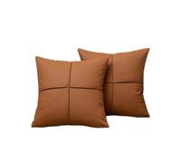 KIJING 2 pcs Faux Leather Pillow Covers Modern Decorative 18X18 Inch Cushion Cover for Couch Sofa Chair Bed (Coffee)