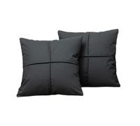 KIJING 2 pcs Faux Leather Pillow Covers Modern Decorative 18X18 Inch Cushion Cover for Couch Sofa Chair Bed (Black)