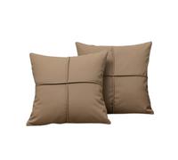 KIJING 2 pcs Faux Leather Pillow Covers Modern Decorative 18X18 Inch Cushion Cover for Couch Sofa Chair Bed (tawny)