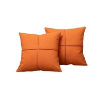 KIJING 2 pcs Faux Leather Pillow Covers Modern Decorative 18X18 Inch Cushion Cover for Couch Sofa Chair Bed (Orange)