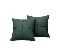KIJING 2 pcs Faux Leather Pillow Covers Modern Decorative 18X18 Inch Cushion Cover for Couch Sofa Chair Bed (Bottle Green)