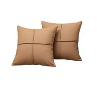 KIJING 2 pcs Faux Leather Pillow Covers Modern Decorative 18X18 Inch Cushion Cover for Couch Sofa Chair Bed (dun)