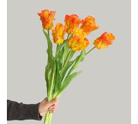 KIJING 3PCS Artificial Parrot Tulips Made of Silk Flowers and Plastic Rods, Ideal for Living Room, Dining Room, Office, Festival and Party Decorations (Orange)