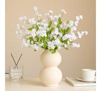 KIJING 6 Pcs Artificial Forget-Me Not Flowers Artificial Flower Stems for Silk Arrangements Wedding Home Decor (White)
