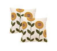 KIJING Embroidered Pillowcase 2 Sets Square Sofa Pillow Case Cushions Terrace Pillows for Home Sofa Decoration Party Room Decoration (Sunflower)