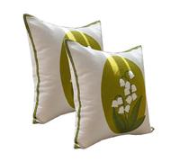 KIJING Embroidered Pillowcase 2 Sets Square Sofa Pillow Case Cushions Terrace Pillows for Home Sofa Decoration Party Room Decoration (Lily of The Valley)