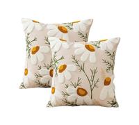 KIJING Embroidered Pillowcase 2 Sets Square Sofa Pillow Case Cushions Terrace Pillows for Home Sofa Decoration Party Room Decoration (Daisy)