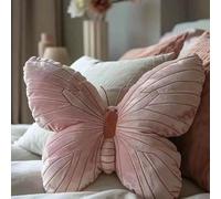KIJISU Butterfly Throw Pillow, Pink Butterfly-Shaped Glitter Velvet Stuffed Cushion Shiny Spring Decorative Animal Pillow for Couch Living Room Bed (11.8"x11.8")
