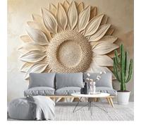 KIJSKKOPO 3D Embossed Sunflower Wall Mural256Lx350Wcm, Textured Plaster Effect Silk Fabric Paper, Large Floral Wall Art Decor for Living Room Bedroom Home Interior Silk Fabric Paper 256L X 3
