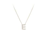 KIJSKKOPO 925 Sterling Silver 26 Capital Initial Necklace, Gold Plated Letter Inlaid Zircon A-Z Initial Name Pendant Adjustable Clavicle Necklace Jewellery Gifts for Mum Wife Letter E