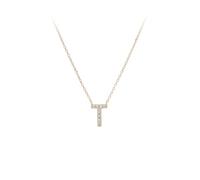 KIJSKKOPO 925 Sterling Silver 26 Capital Initial Necklace, Gold Plated Letter Inlaid Zircon A-Z Initial Name Pendant Adjustable Clavicle Necklace Jewellery Gifts for Mum Wife Letter T