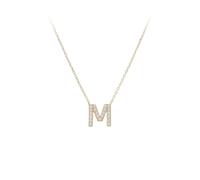 KIJSKKOPO 925 Sterling Silver 26 Capital Initial Necklace, Gold Plated Letter Inlaid Zircon A-Z Initial Name Pendant Adjustable Clavicle Necklace Jewellery Gifts for Mum Wife Letter M