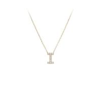 KIJSKKOPO 925 Sterling Silver 26 Capital Initial Necklace, Gold Plated Letter Inlaid Zircon A-Z Initial Name Pendant Adjustable Clavicle Necklace Jewellery Gifts for Mum Wife Letter I