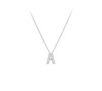 KIJSKKOPO 925 Sterling Silver 26 Capital Initial Necklace, Inlaid Zircon White Gold Plated A-Z Name Pendant Adjustable Clavicle Chain Necklace Jewellery Gifts for Bridal Mum Wife Letter A