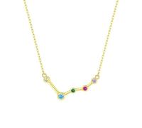 KIJSKKOPO 925 Sterling Silver Astrology Necklace, Gold Plated Inlaid Round Colored Zircon 12 Constellation Pendant Adjustable Choker Necklace Jewellery Gifts for Women Girls Pisces