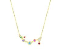 KIJSKKOPO 925 Sterling Silver Astrology Necklace, Gold Plated Inlaid Round Colored Zircon 12 Constellation Pendant Adjustable Choker Necklace Jewellery Gifts for Women Girls Scorpio